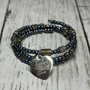 Handmade Blue Beaded Wrap Bracelet/ Wrap Bracelet for her/ Family Bracelet/ Char